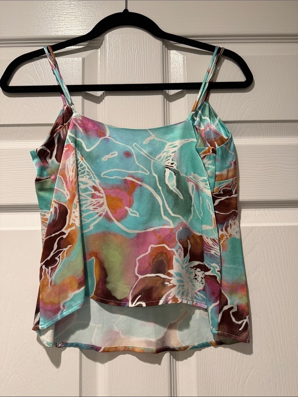 RAILS Turquoise Floral Satin Camisole with Multicolor Print Size XS - Picture 3 of 7